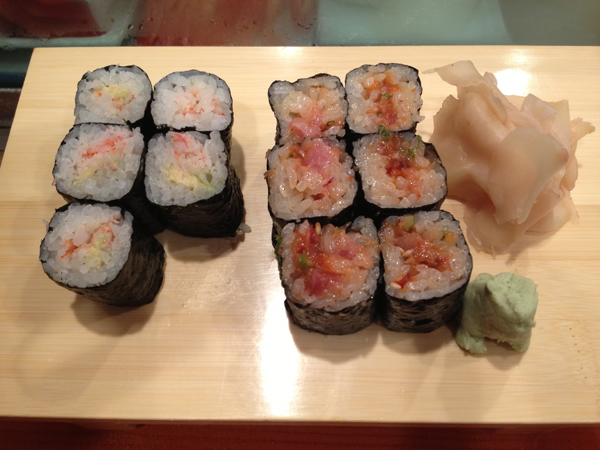 Sushi Gen California and spicy tuna rolls
