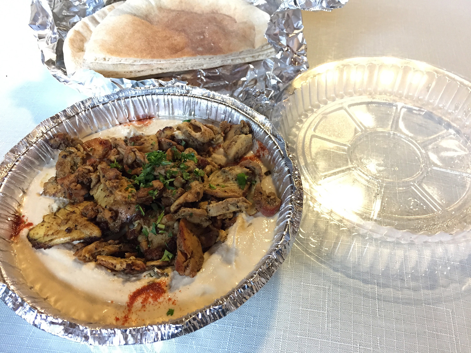 Hummus and Chicken Shawarma Plate