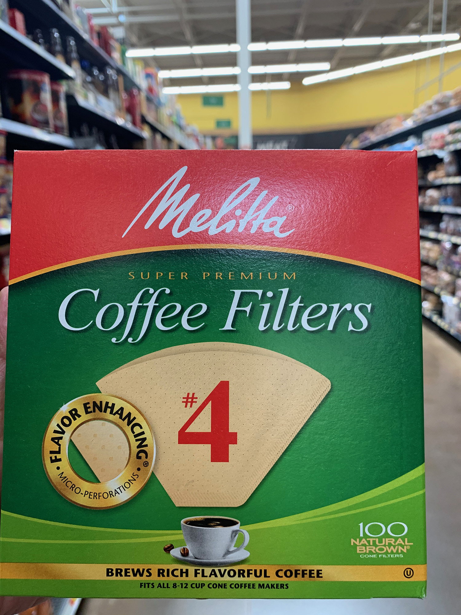 Melitta Natural Brown Cone Coffee Filters #4 Size (100 Count)